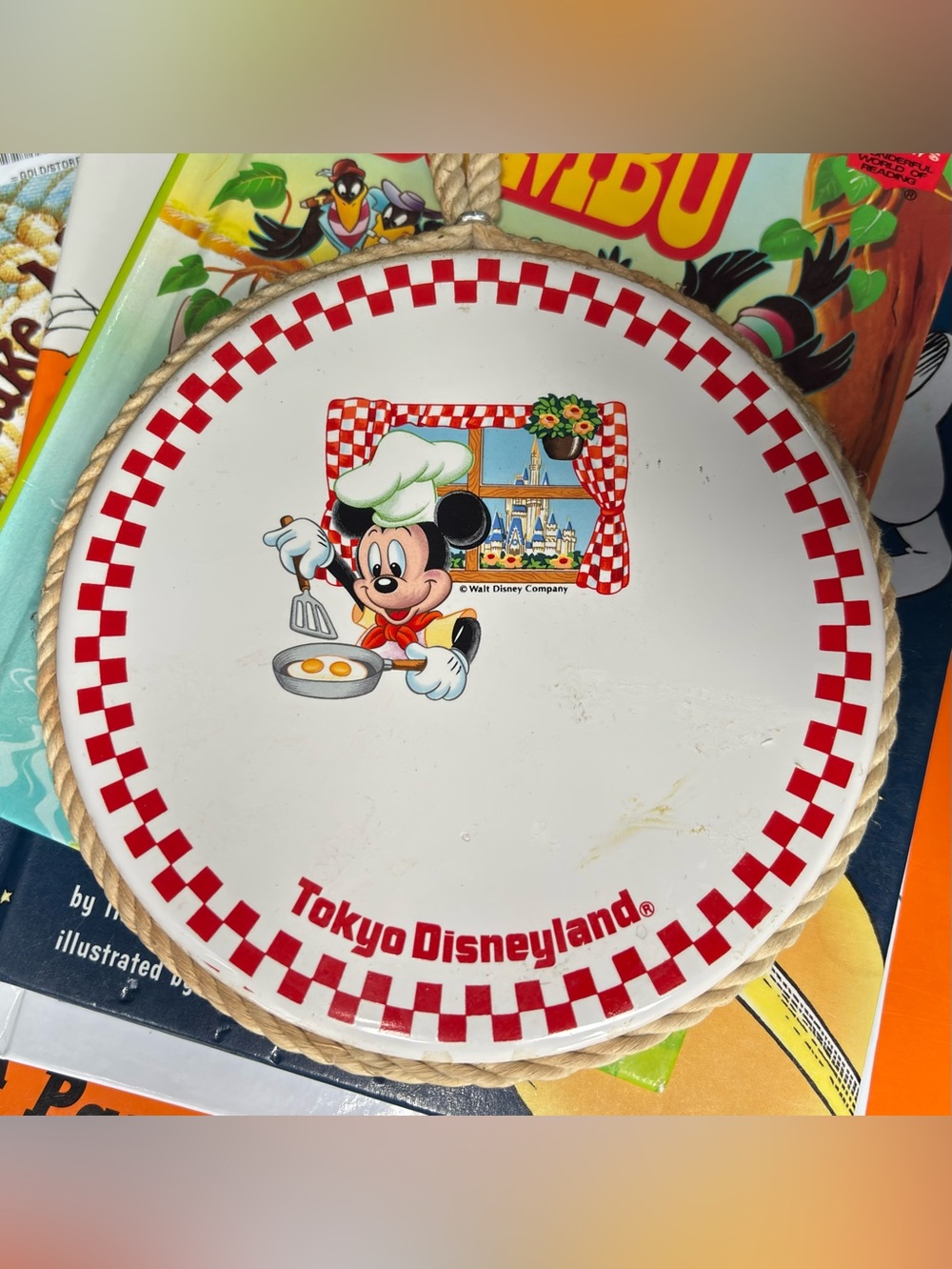 Tokyo Disneyland Gourmet Mickey Mouse ceramic tile trivet vintage